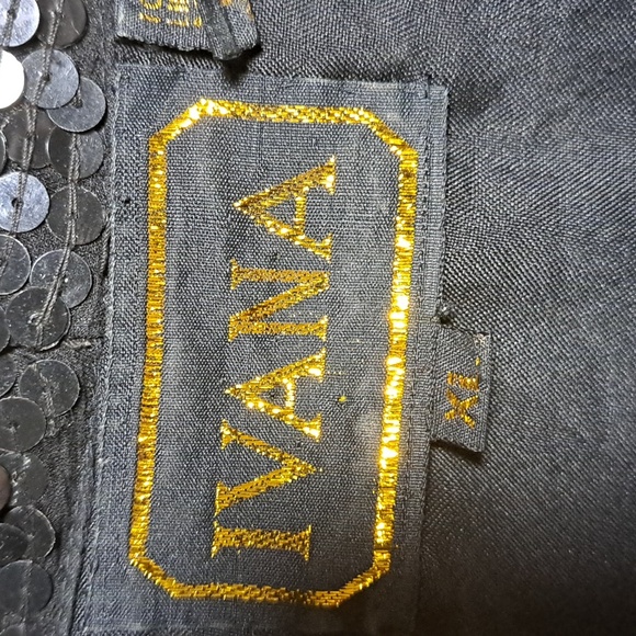 Ivana Trump Vintage Black Sequin Jacket Blazer Size XL Gold Trim Evening Bling - Picture 7 of 14